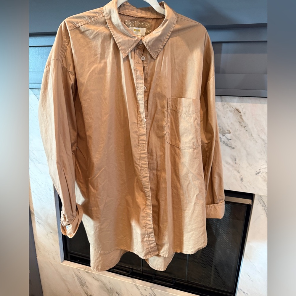 Anthropologie Tan Button-Up Shirt